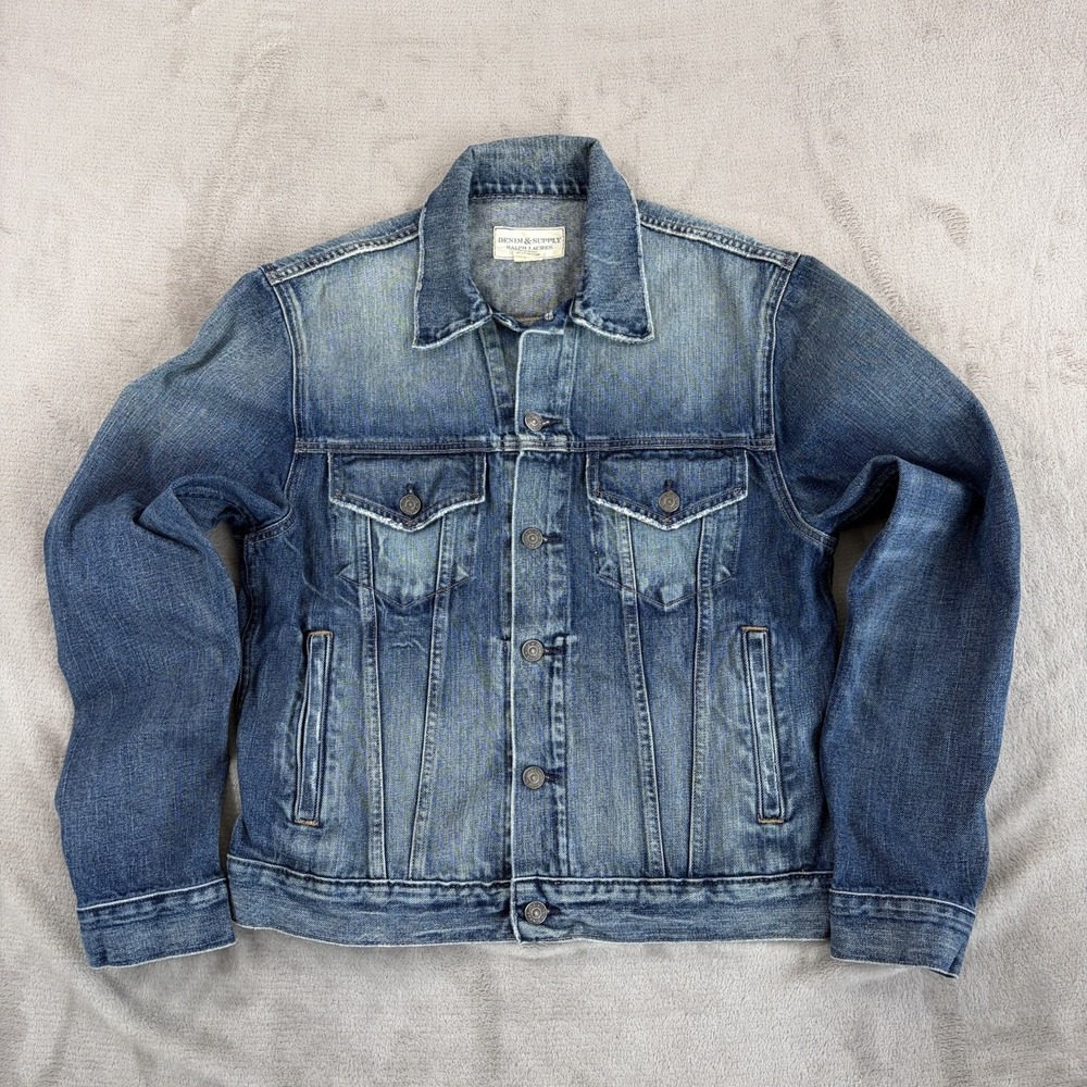Polo Ralph Lauren Denim & Supply Icon Trucker Jacket Men Medium Blue Wash Denim